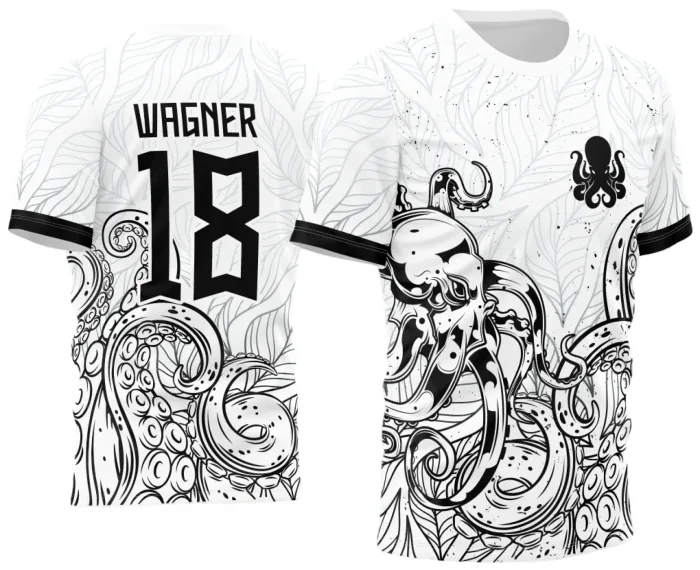 Arte Vetor Camisa Para InterClasse Polvo em Ataque Branca e Preta 2023