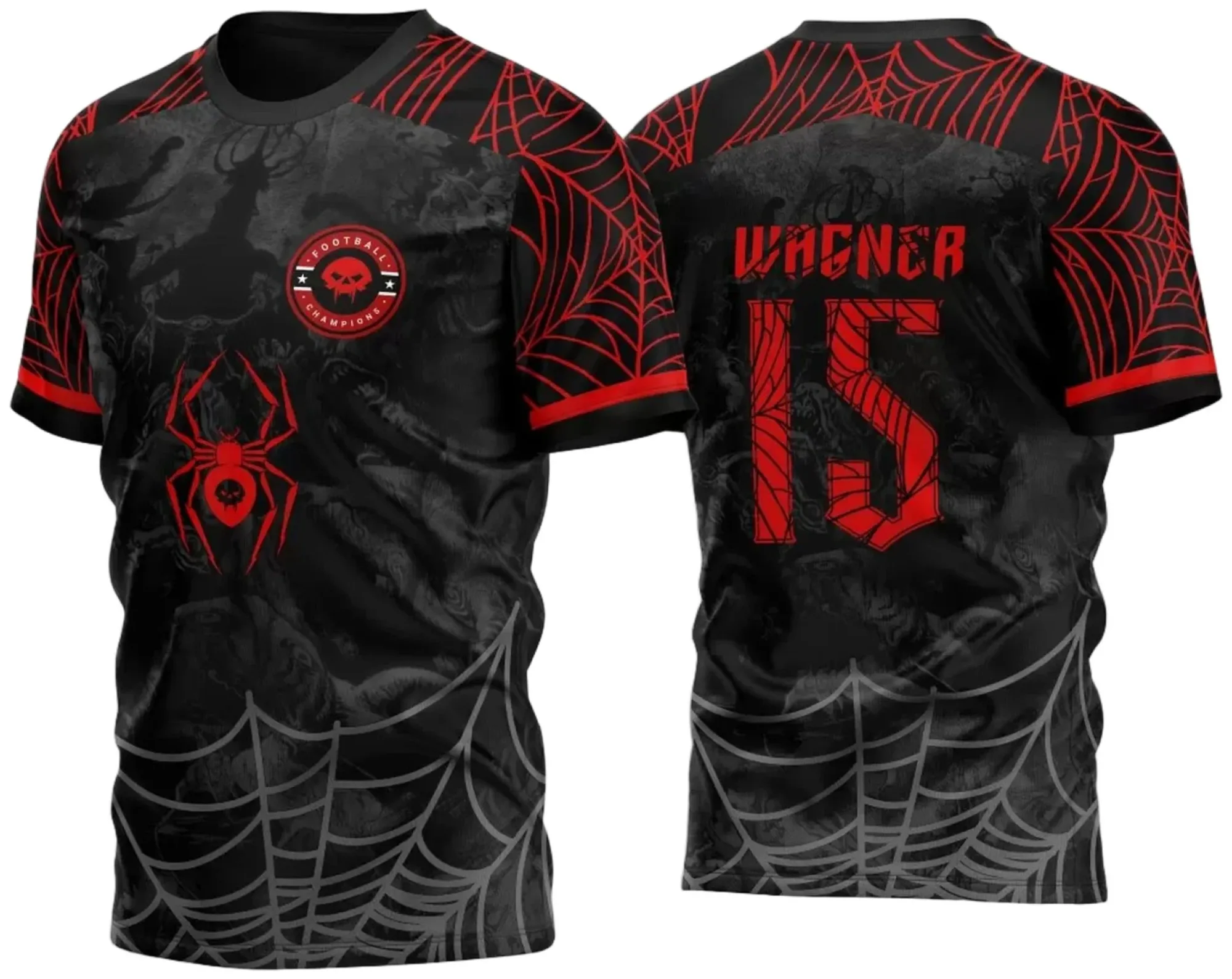 Camiseta unissex preta com logo no peito e estampa grande nas costas com tema da Aranha Spider 2023, estilo moderno e vibrante para eventos InterClasse.