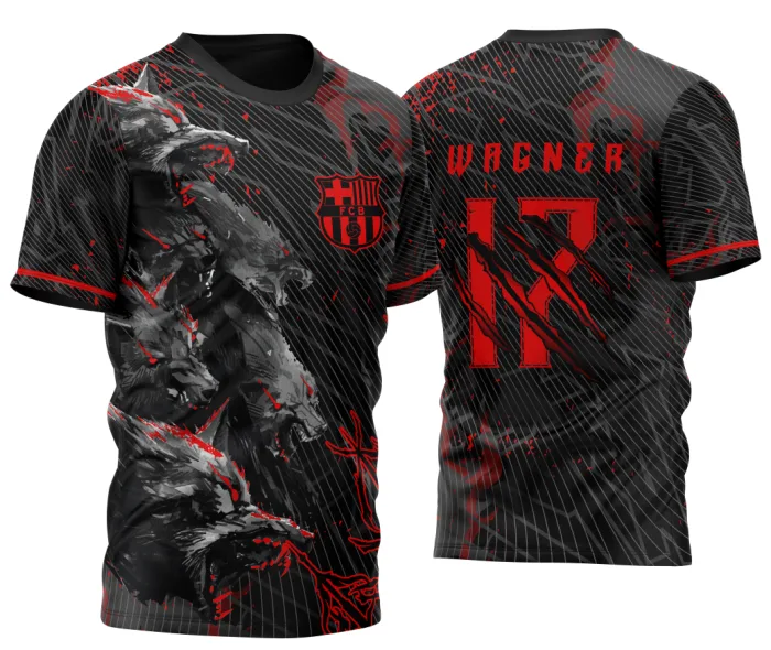 Arte Vetor Template Camisa de InterClasse Lobos em Ataque Vermelho 2023