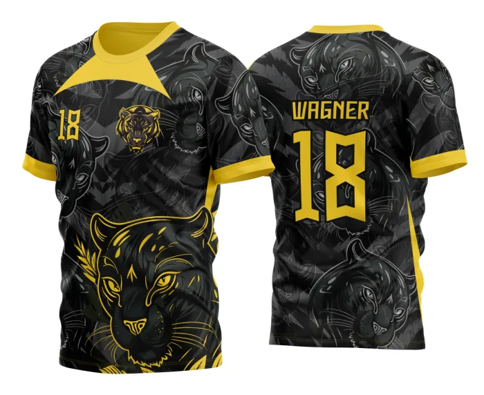 Arte Vetor Template Camisa para InterClasse Pantera Negra Padrão 2023 Dourada