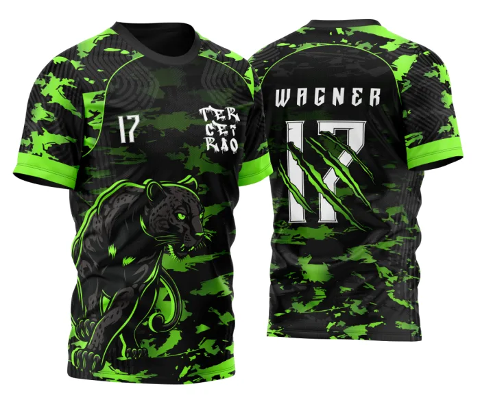 Arte Vetor Template Camisa de InterClasse Pantera Negra Camuflagem Verde
