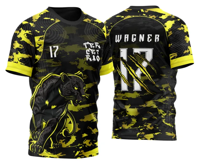 Arte Vetor Template Camisa de InterClasse Pantera Negra Camuflagem Amarela