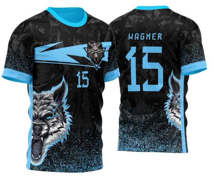 Arte Vetor Template Camisa de InterClasse Lobo Alfa Particulas Azul