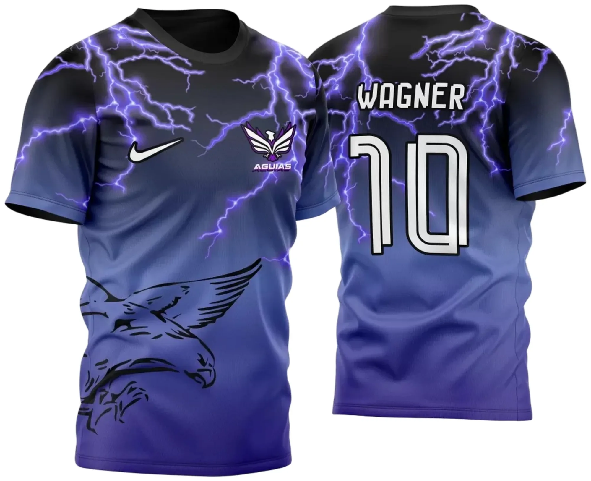 Camiseta unissex preta com logo no peito e estampa grande nas costas com o tema InterClasse Águia Modelo 2 2023, ideal para fãs e participantes do evento.