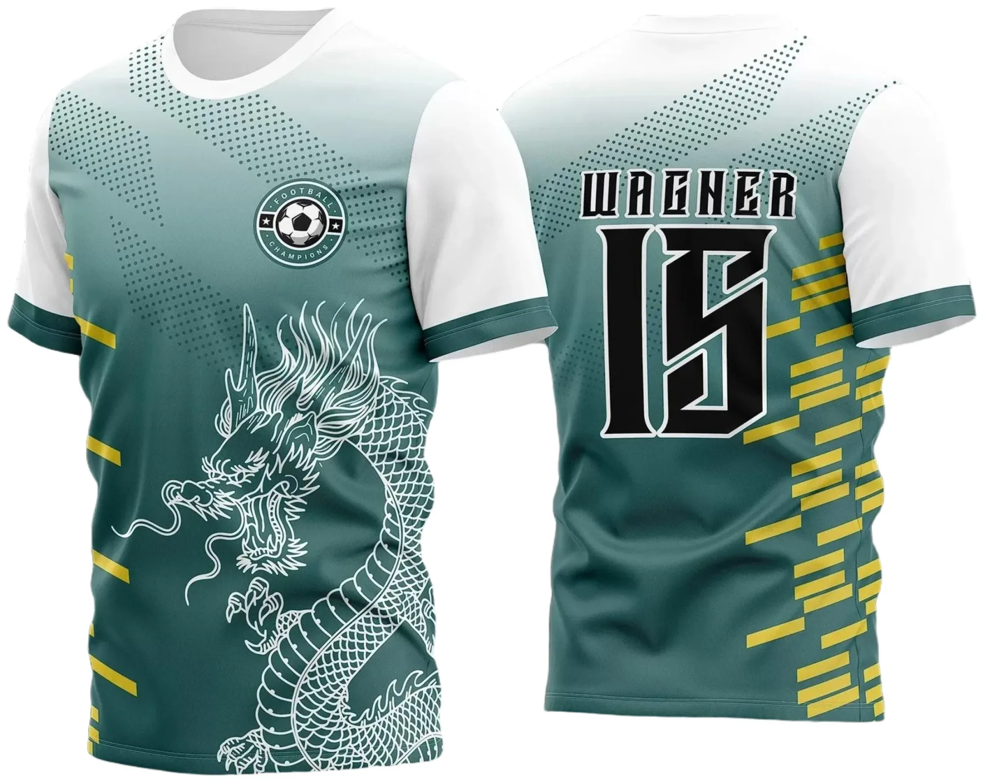 Camiseta unissex preta com logo no peito e estampa grande nas costas do Dragão Branco 2023, estilo moderno e marcante para fãs da InterClasse.