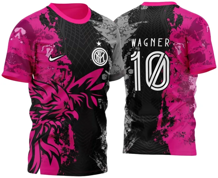 Arte Vetor Camisa InterClasse Inter de Milão Fantasia Fenix Rosa e Cinza 2023