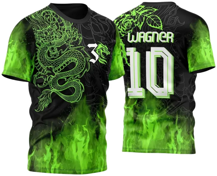 Arte Vetor Camisa InterClasse Dragão com Fogo 2023 Verde