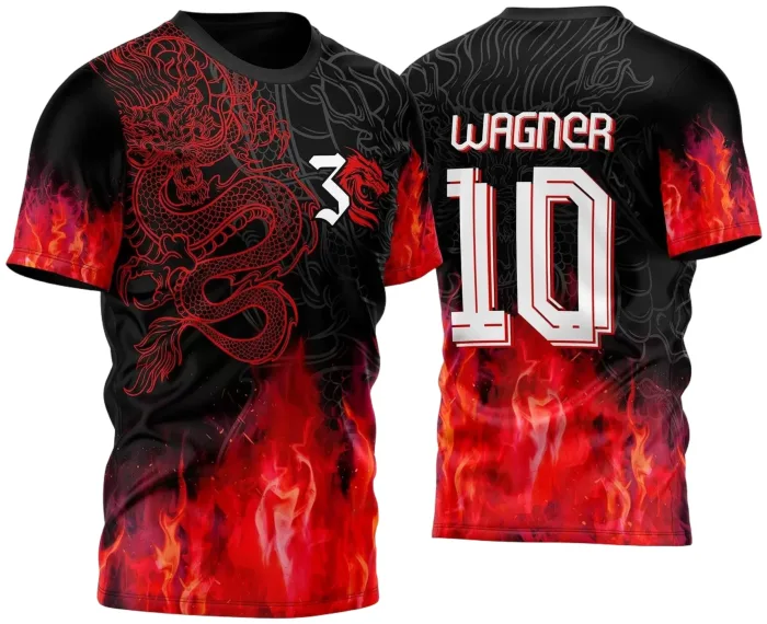 Arte Vetor Camisa InterClasse Dragão com Fogo 2023 Vermelho