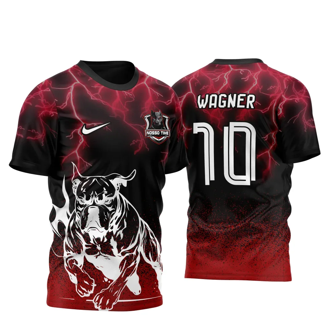 Camiseta unissex preta com logo no peito e estampa grande nas costas, mostrando design do Pitbull InterClasse 2025, perfeita para fãs do tema.