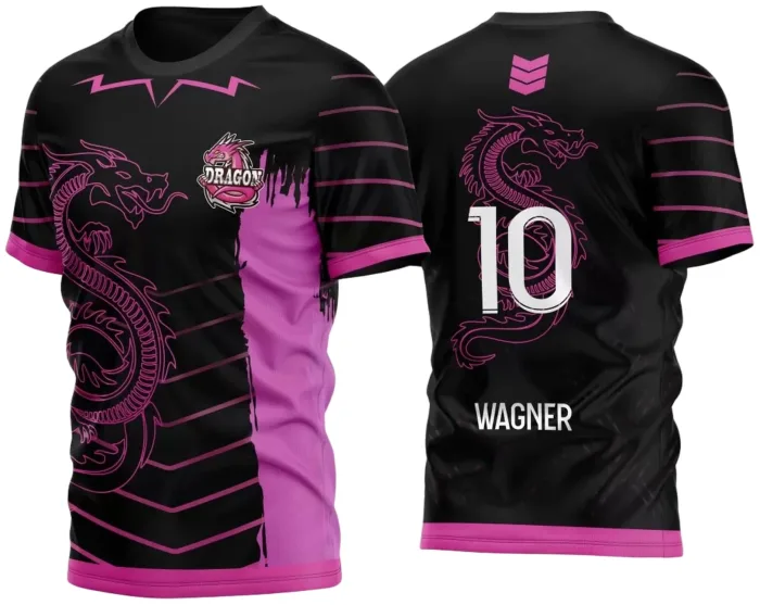 Arte Vetor Camisa de Interclasse Dragão Rosa Sublimação