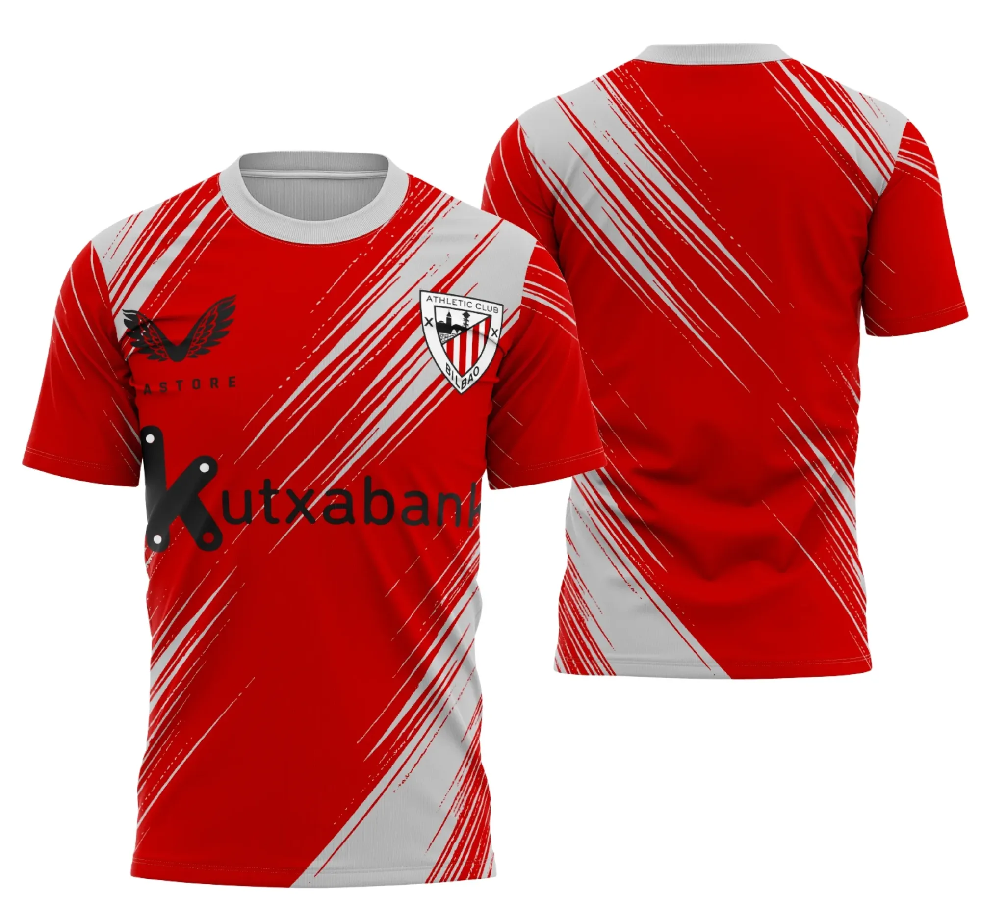 Camiseta unissex preta com logo no peito e estampa grande nas costas do Interclasse Atlético De Bilbao, mostrando design moderno e vibrante para fãs do time.