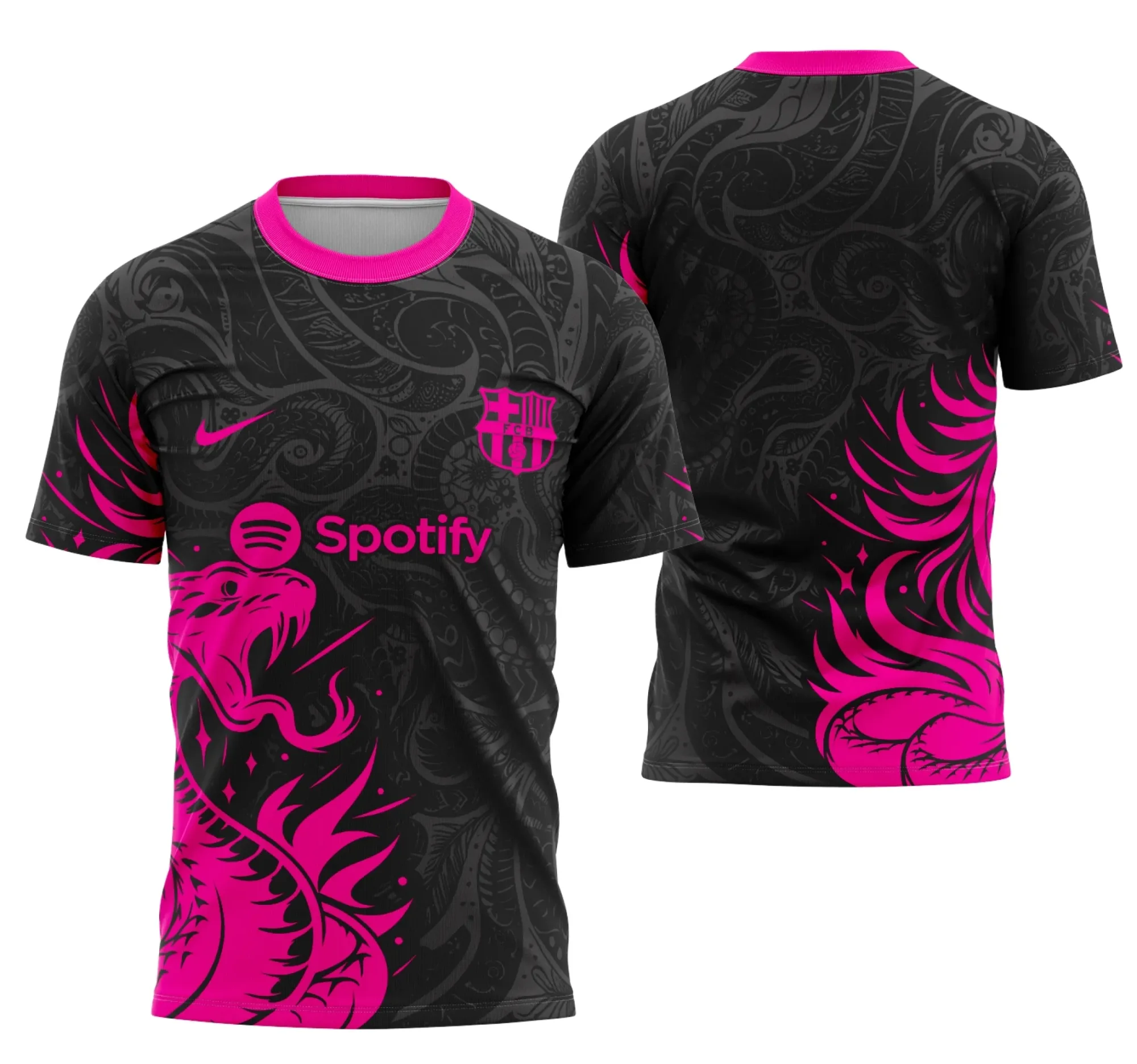 Camiseta unissex preta com logo no peito e estampa grande nas costas com tema Interclasse Barcelona Fantasia, perfeita para fãs que buscam estilo marcante e conforto no dia a dia.