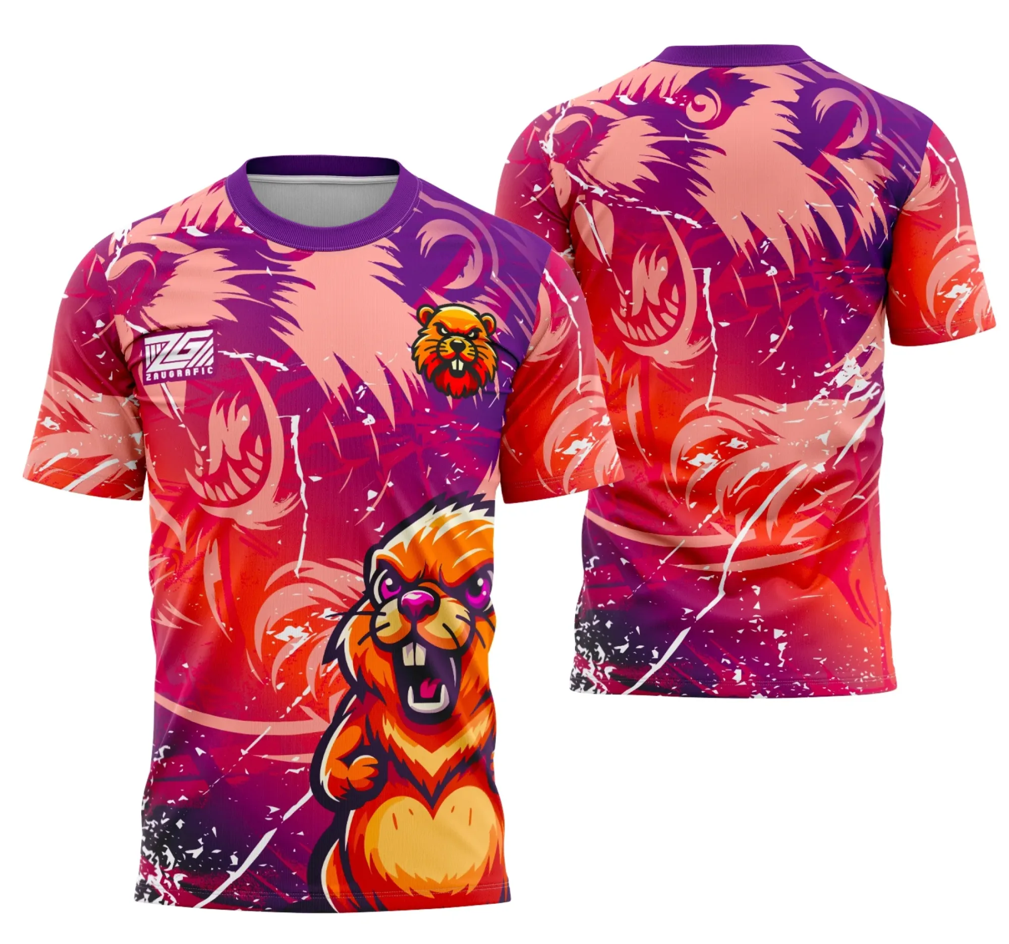 Camiseta unissex preta com logo no peito e estampa grande nas costas com o tema Interclasse Castor, ideal para eventos escolares e uniformes de times.