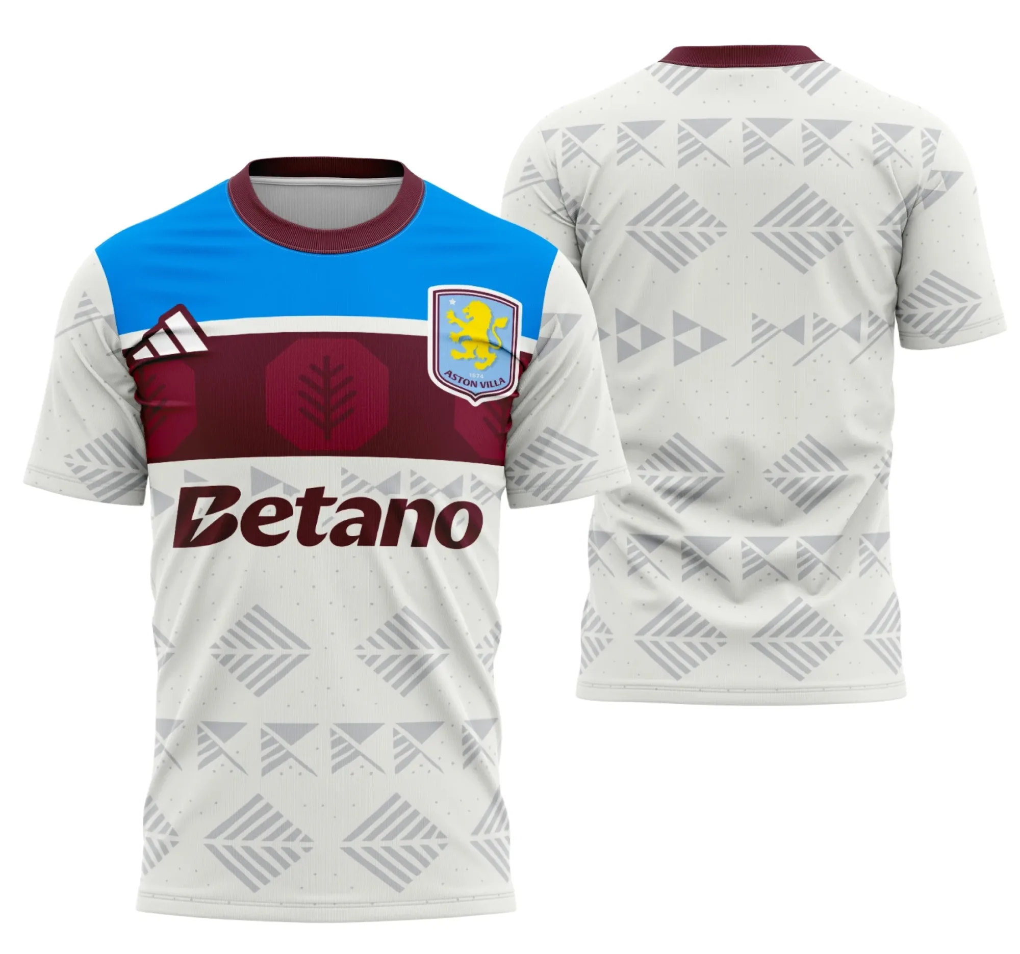 Camiseta unissex branca com logo no peito e estampa grande nas costas do tema Interclasse Conceito Aston Villa, perfeita para quem quer mostrar paixão pelo time com estilo único.