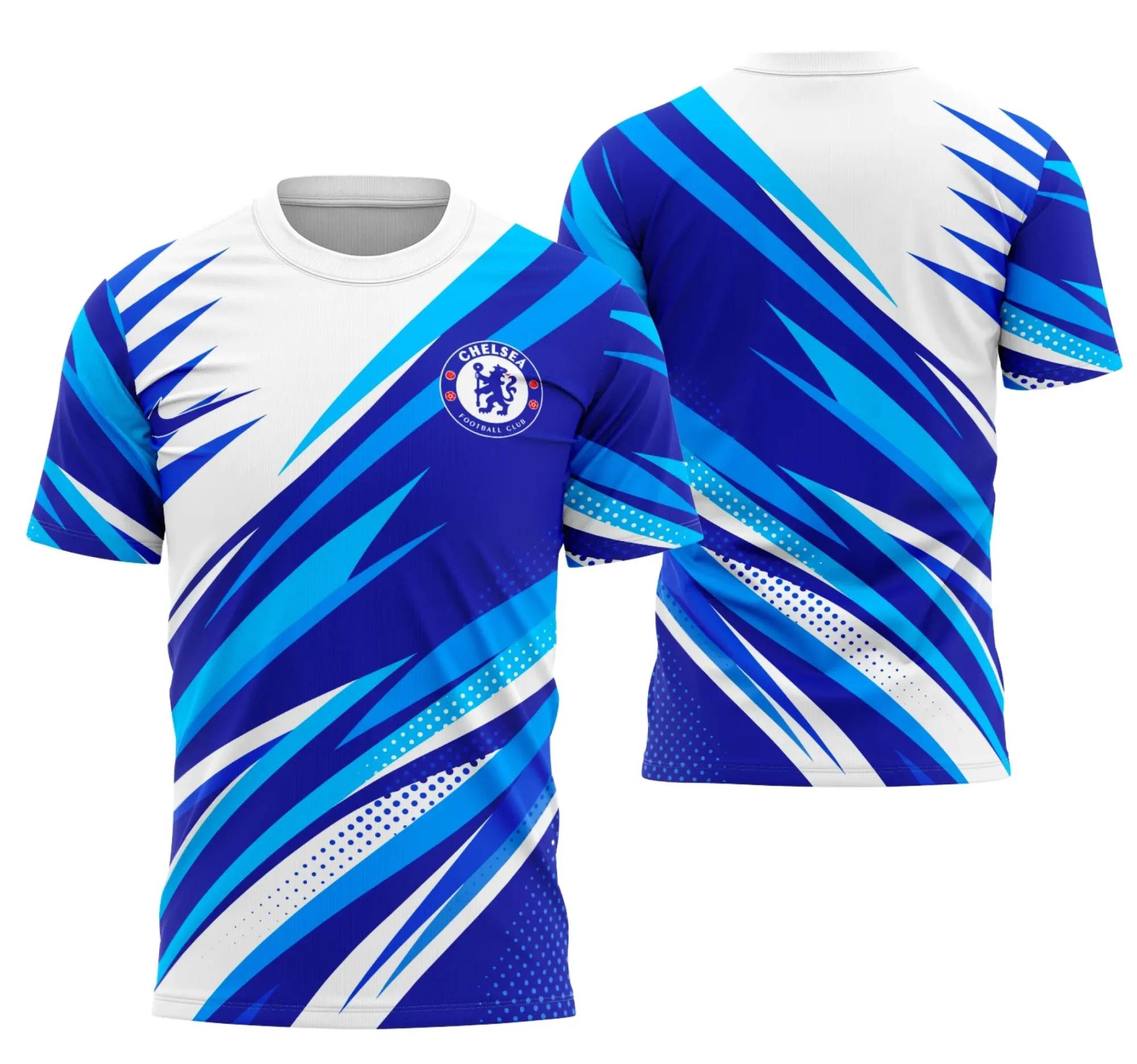 Camiseta unissex preta com logo no peito e estampa grande nas costas inspiradas no conceito Chelsea, perfeita para quem busca estilo e tradição no visual.