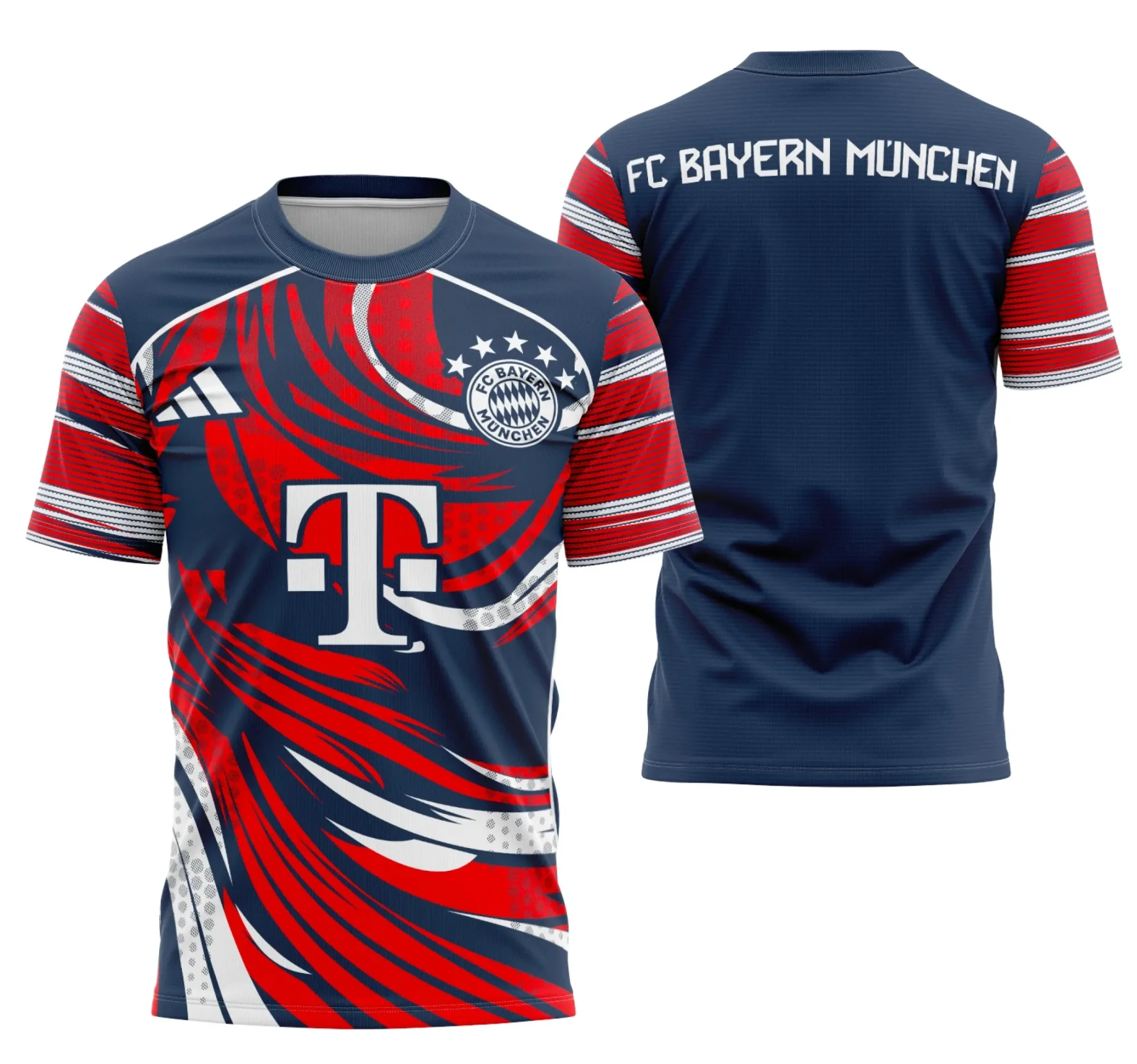 Camiseta unissex preta com logo no peito e estampa grande nas costas que celebra o conceito Interclasse Bayern de Munique 2025, ideal para fãs do futebol que buscam estilo moderno e autêntico.