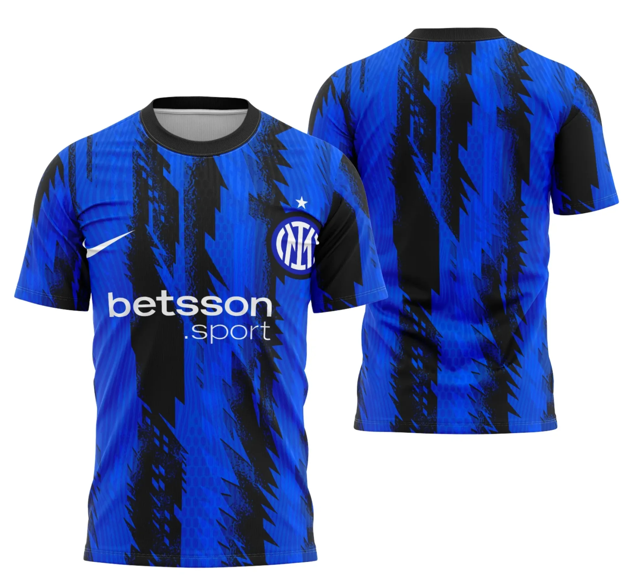 Camiseta unissex preta com logo no peito e estampa grande nas costas inspirado no conceito do Inter de Milão, perfeita para fãs que querem demonstrar paixão pelo clube.
