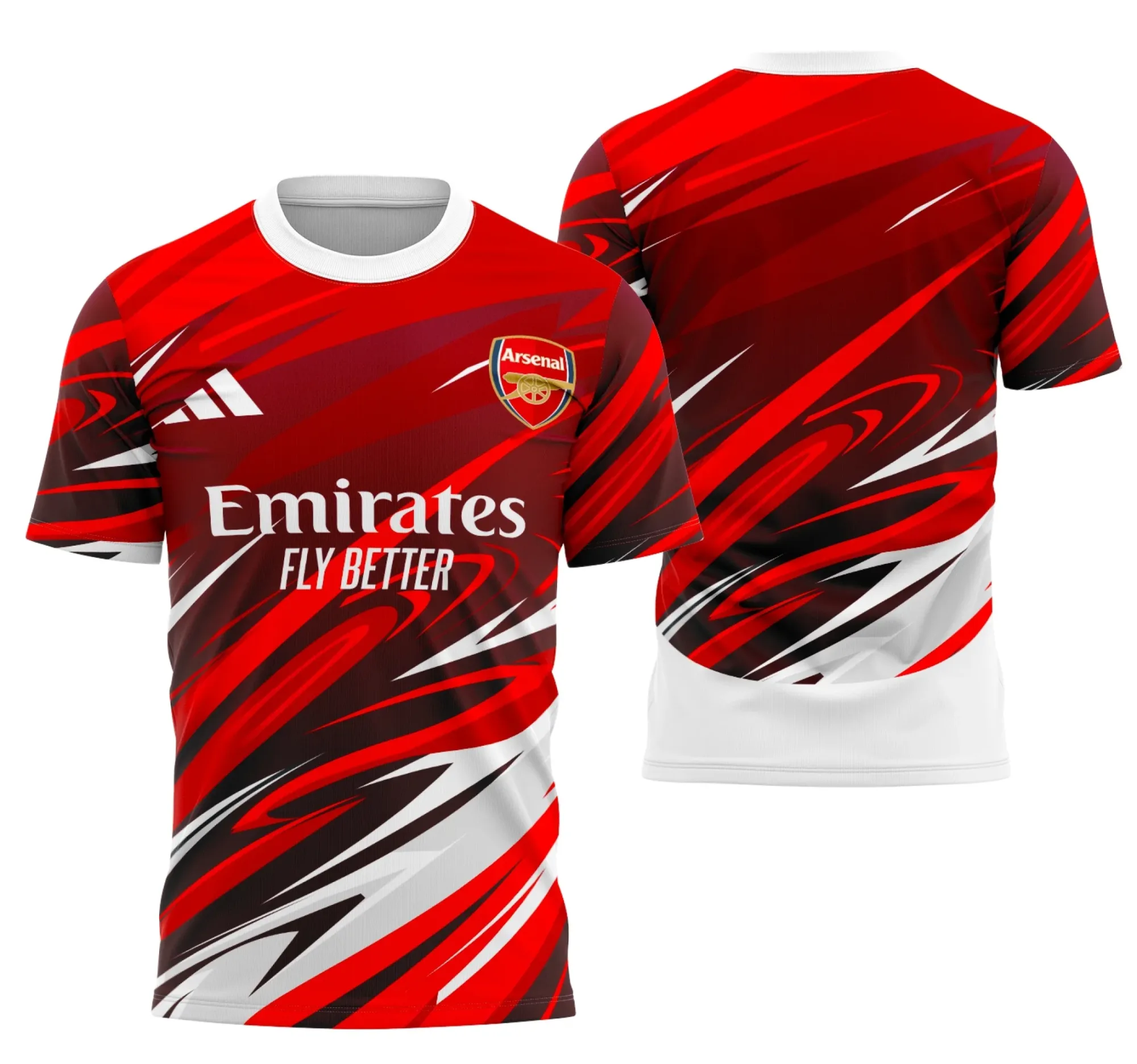 Camiseta unissex preta com logo do Arsenal no peito e estampa grande nas costas com tema Interclasse Conceito Não Oficial Do Arsenal, ideal para fãs e eventos esportivos.