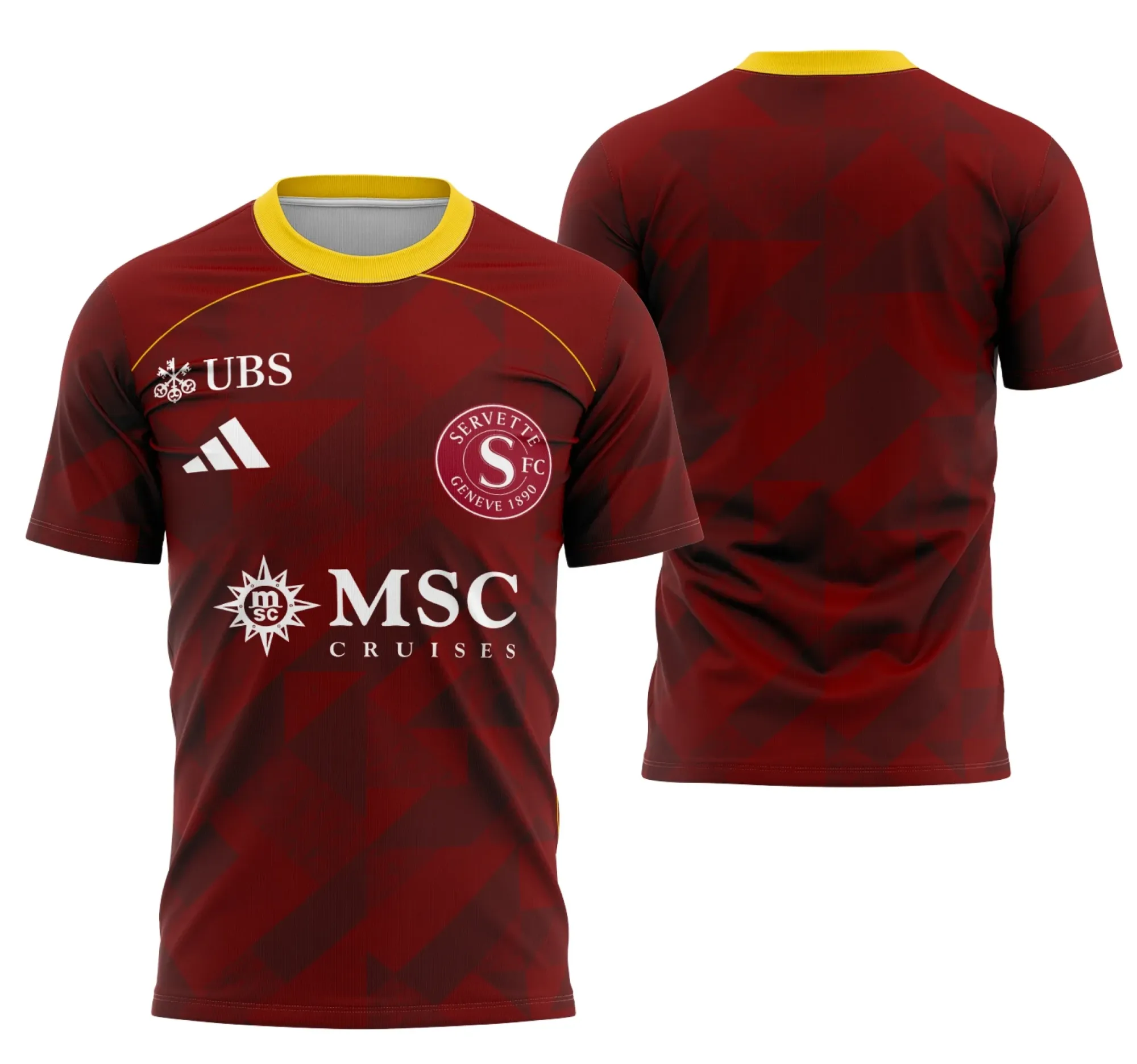 Camiseta unissex preta com logo no peito e estampa grande nas costas com tema Interclasse Conceito Servette Fc
