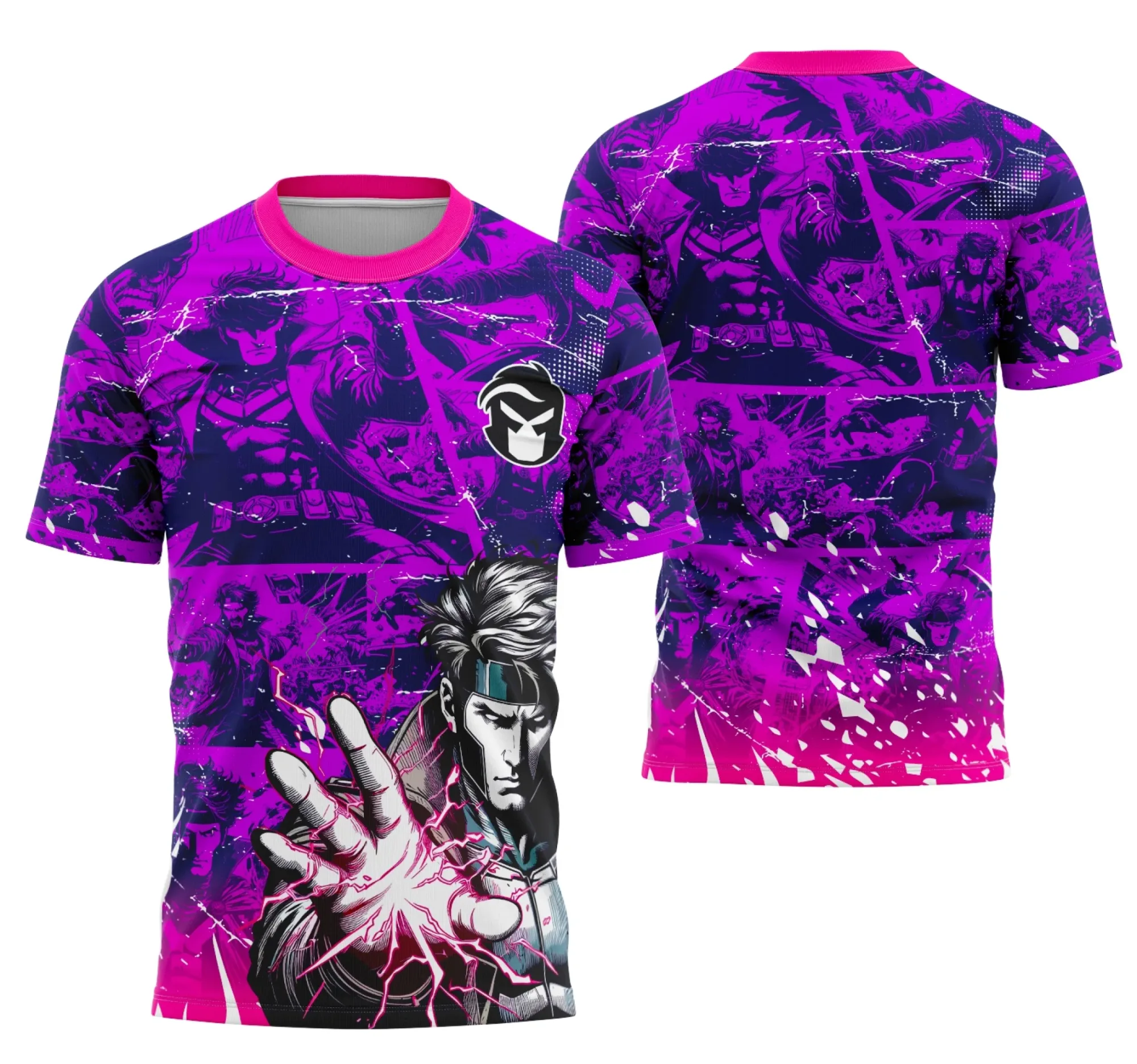 Camiseta unissex preta com logo no peito e estampa grande nas costas baseada na equipe Gambito do Interclasse, perfeita para mostrar sua paixão no dia a dia.