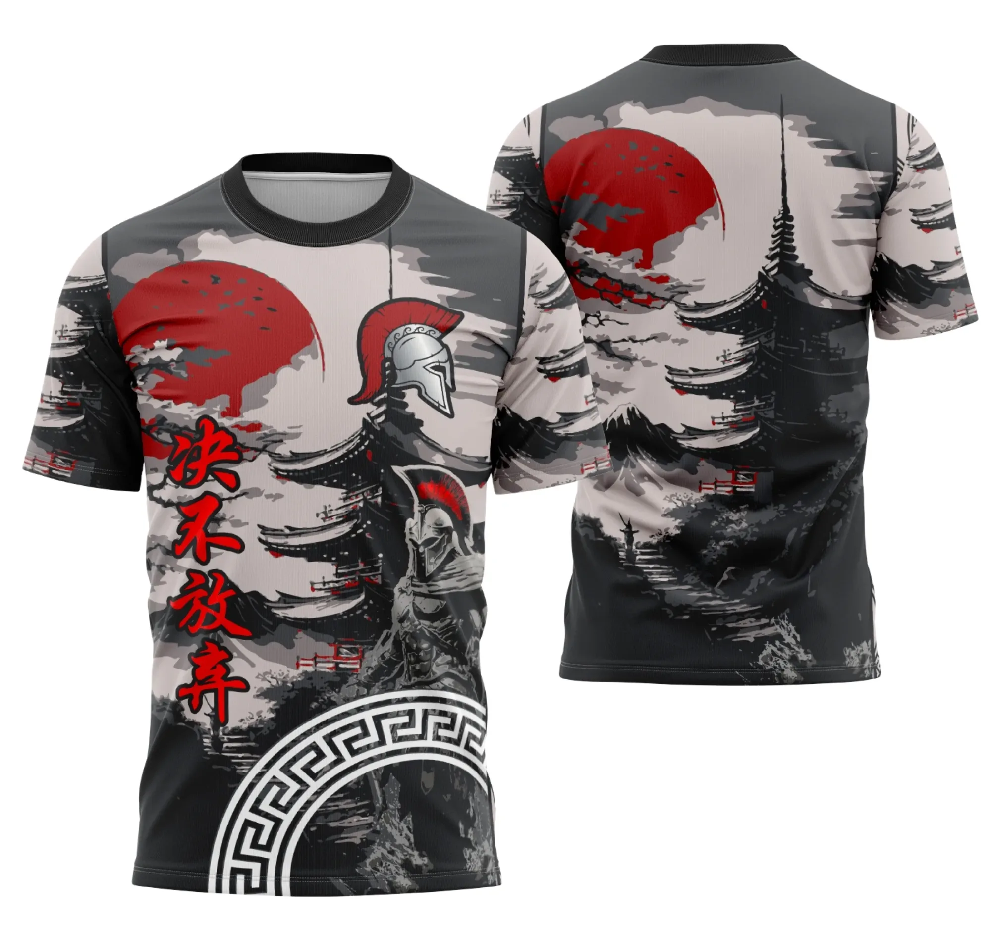 Camiseta unissex preta com logo no peito e estampa grande nas costas da equipe romana, perfeita para eventos escolares e times interclasse.