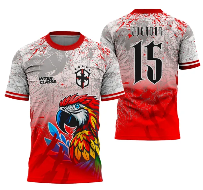 Camisa de Interclasse Arara Vermelha 2025 – Design Exclusivo em Arte Vetorial modelo 2