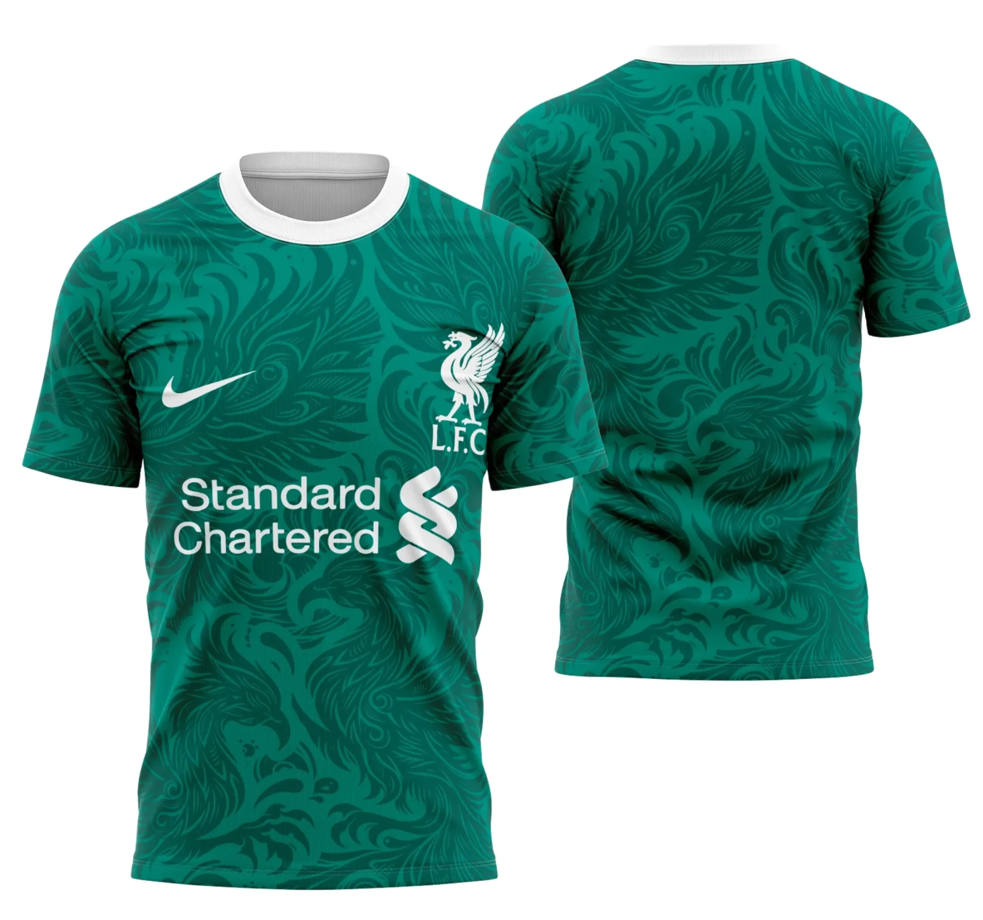 Camiseta unissex preta com logo no peito e estampa grande nas costas inspirada no tema Interclasse Fantasia De Liverpool, ideal para fãs do time e eventos escolares.