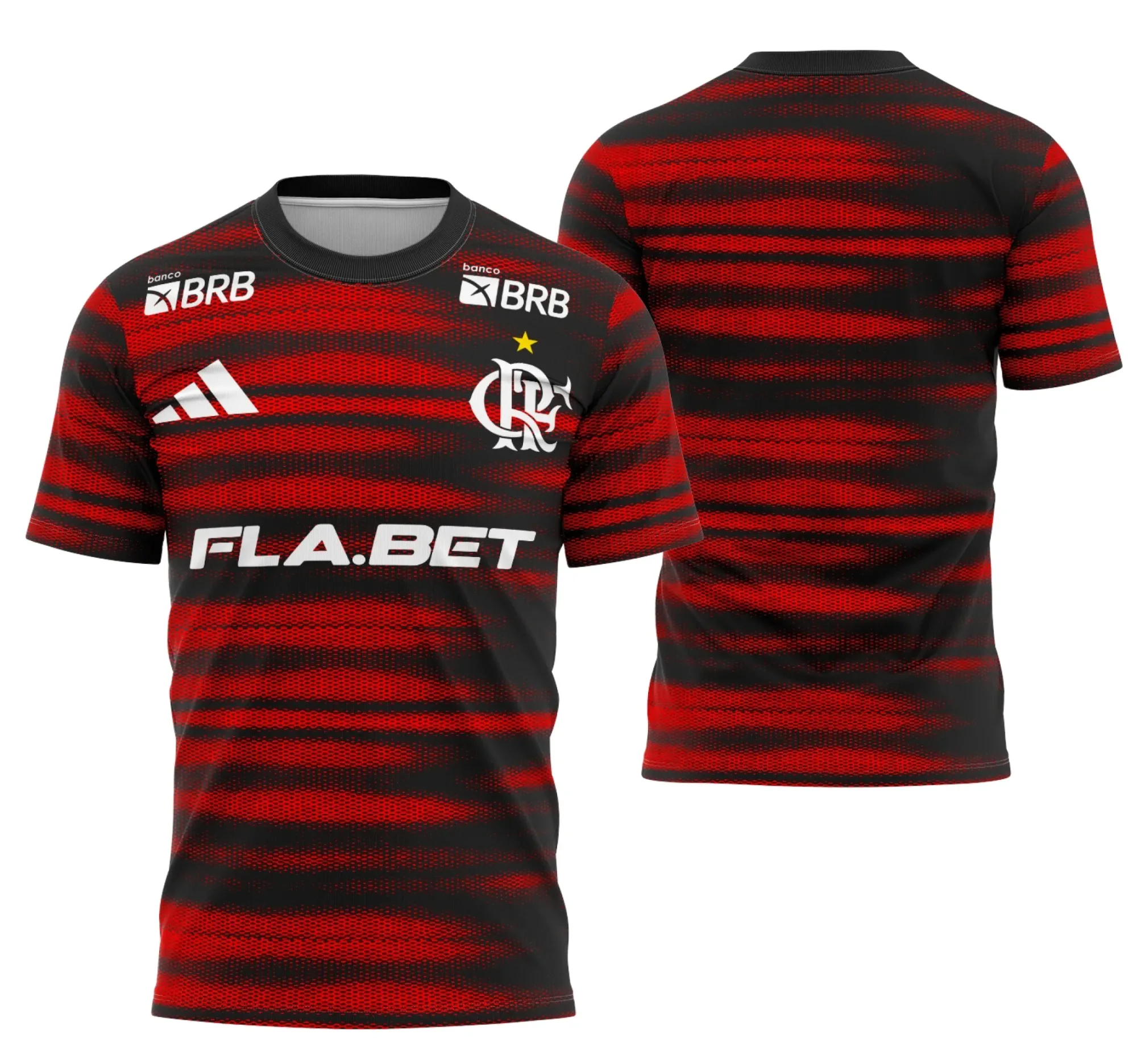 Camiseta unissex preta com logo no peito e estampa grande nas costas, inspirada na temática Interclasse Flamengo Concept, ideal para quem quer se destacar com estilo único.