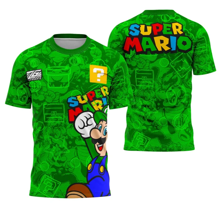 Arte Camisa Interclasse Luigi (Série Super Mario Bros)