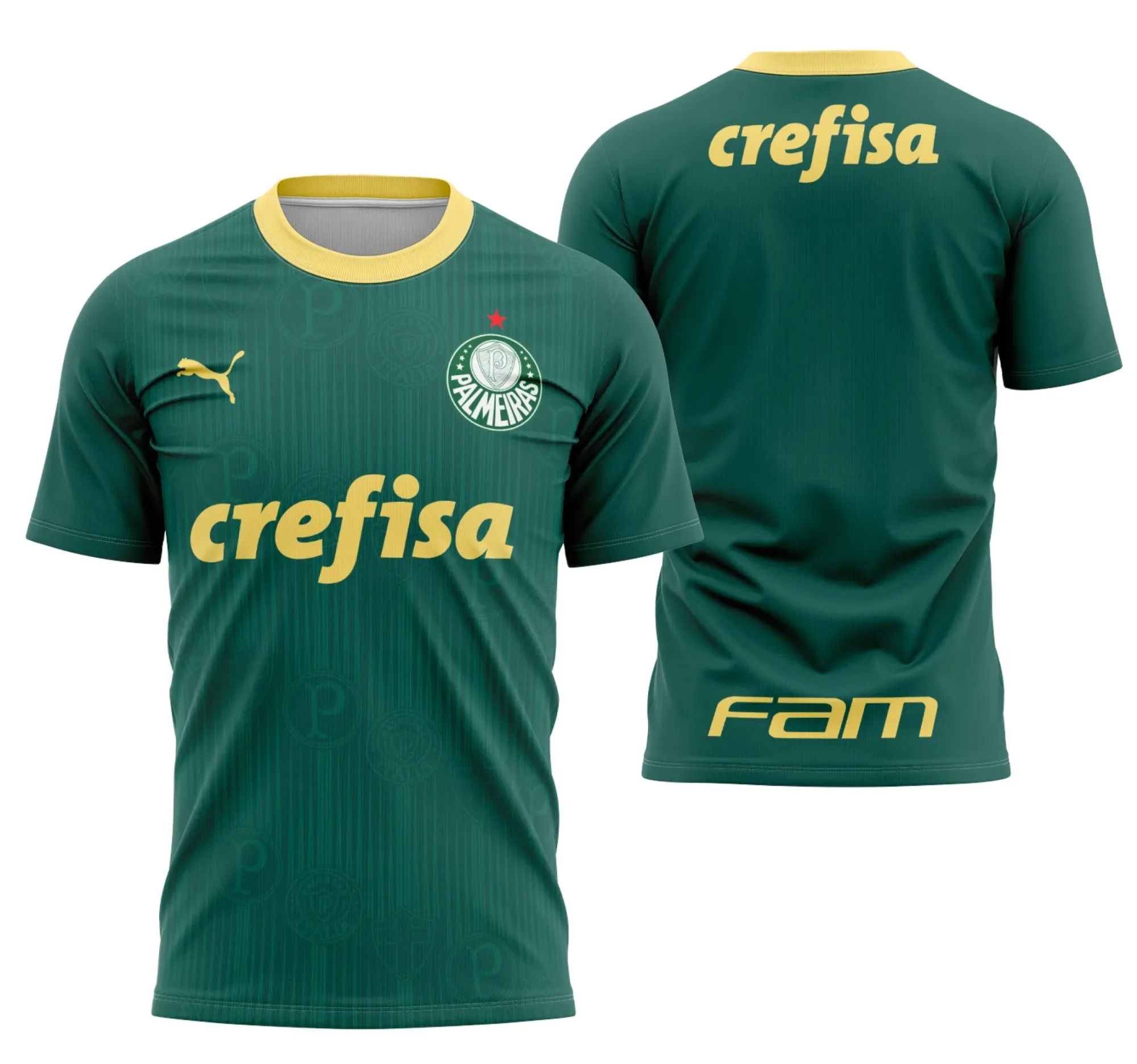 Camiseta unissex preta com logo no peito e estampa grande nas costas do tema Camisa Interclasse Palmeiras 2024-25, design moderno e vibrante ideal para fãs.