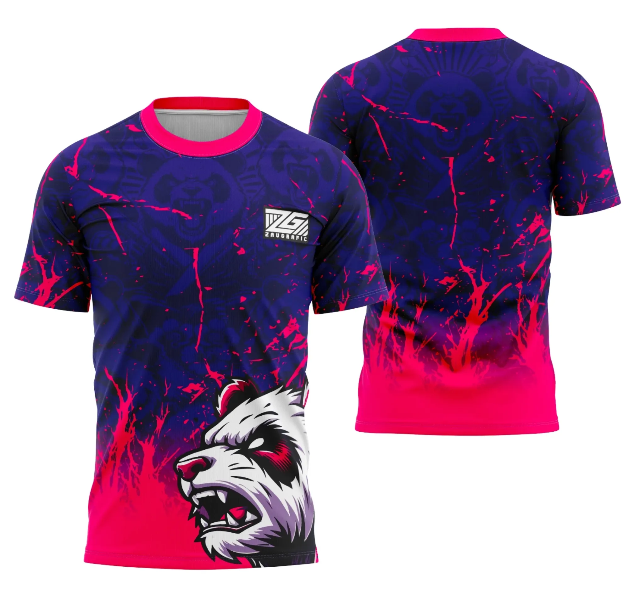 Camiseta unissex preta com logo no peito e estampa grande nas costas inspirada em Interclasse Panda, ideal para estilo casual e eventos temáticos.