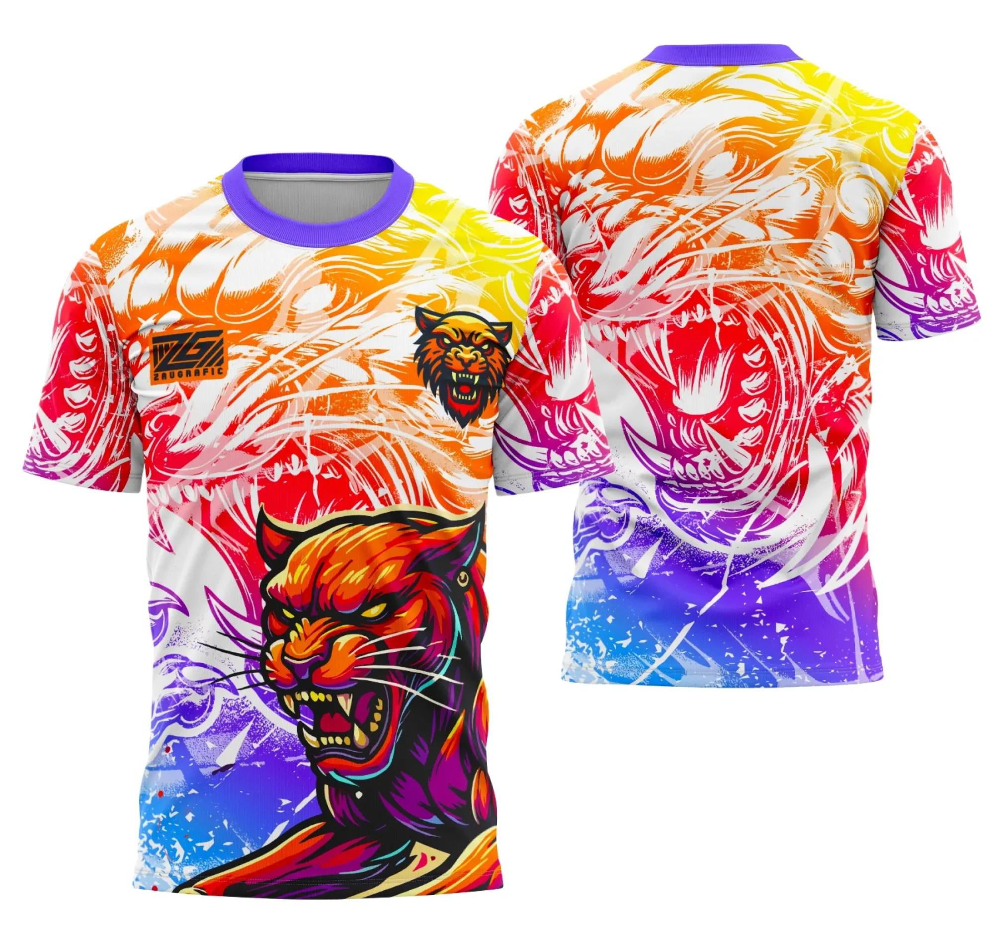 Camiseta unissex preta com logo no peito e estampa grande nas costas representando o tema Interclasse Pantera, ideal para quem busca estilo marcante e personalidade vibrante.