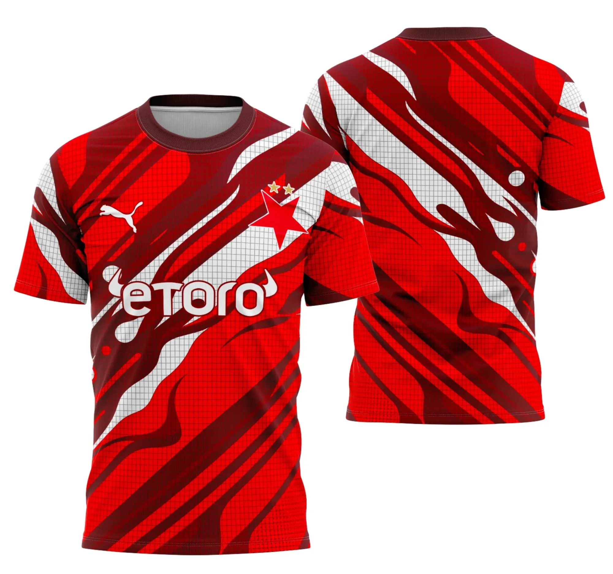 Camiseta unissex preta com logo no peito e estampa grande nas costas com tema Interclasse Slavia Praga Concept, visual moderno e esportivo ideal para torcedores e fãs.
