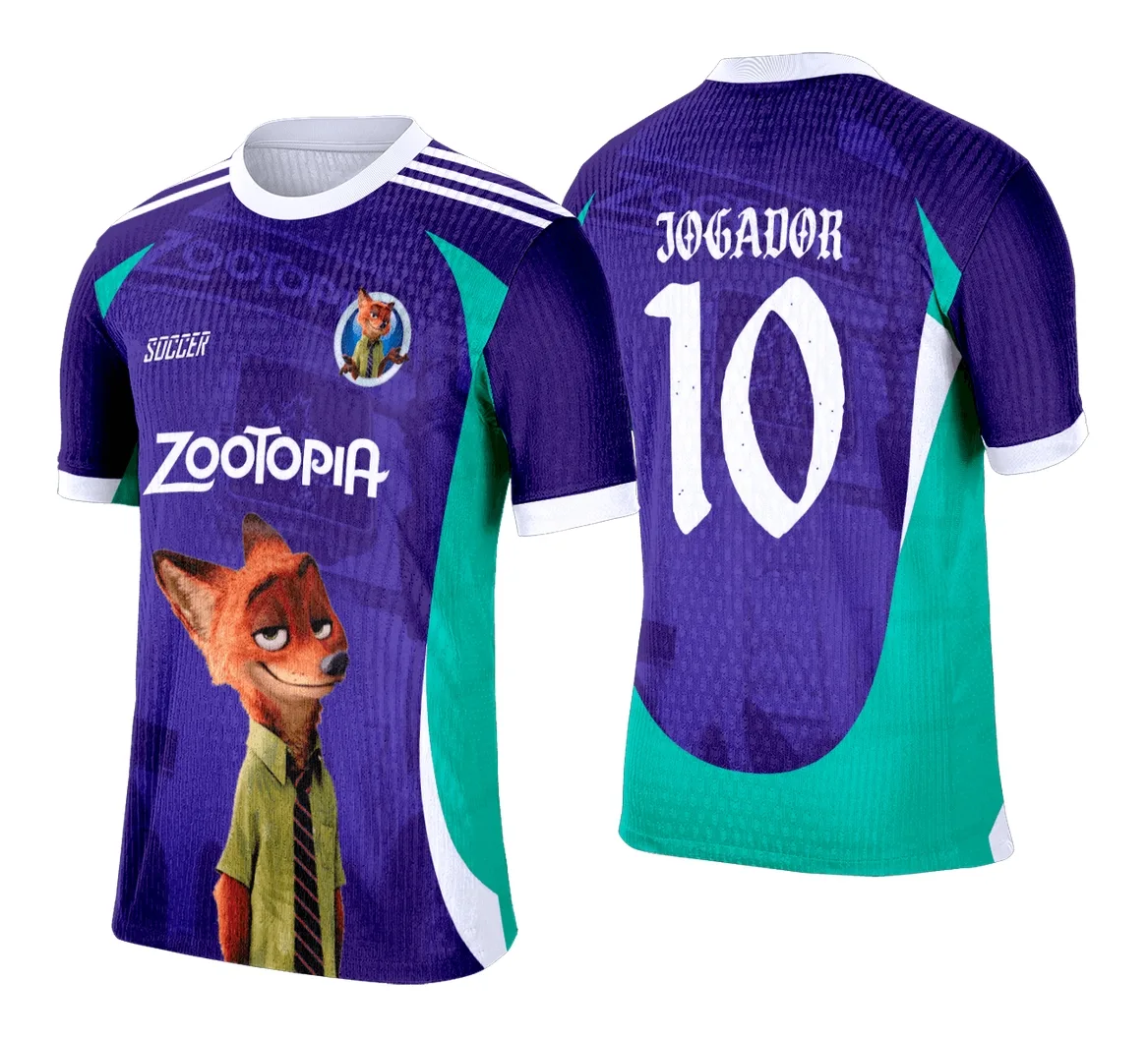 Camiseta unissex preta com logo no peito e estampa grande nas costas, tema Interclasse Zootopia, perfeita para eventos escolares e grupos.