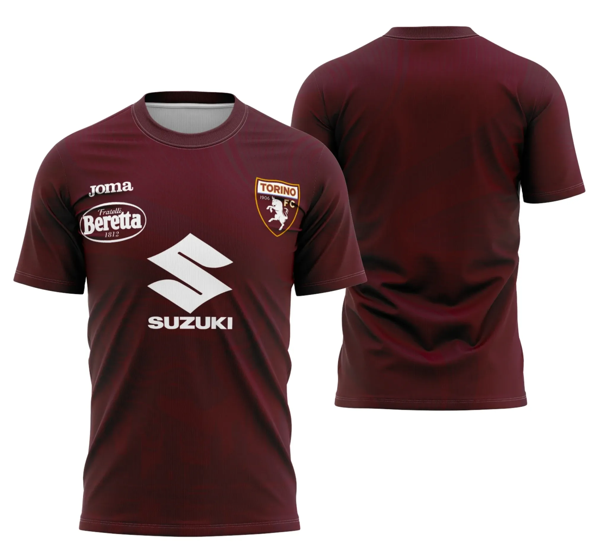 Foto de camiseta unissex preta com logo no peito e estampa grande nas costas temática do Interclasse Torino Fc Fantasia, ideal para torcedores e eventos esportivos.