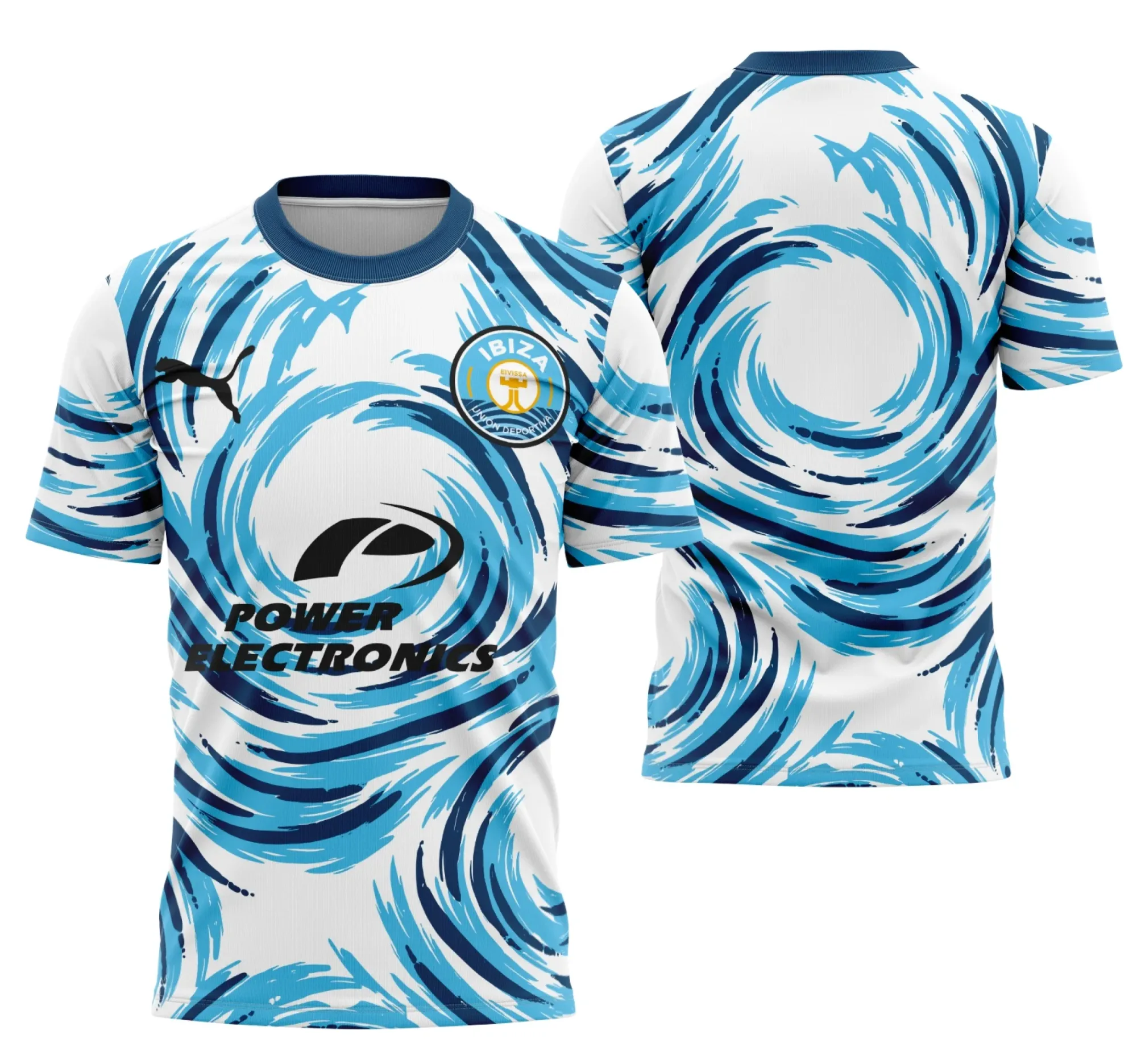 Camiseta unissex preta com logo no peito e estampa grande nas costas, tema Interclasse Ud Ibiza, perfeita para esportes e eventos