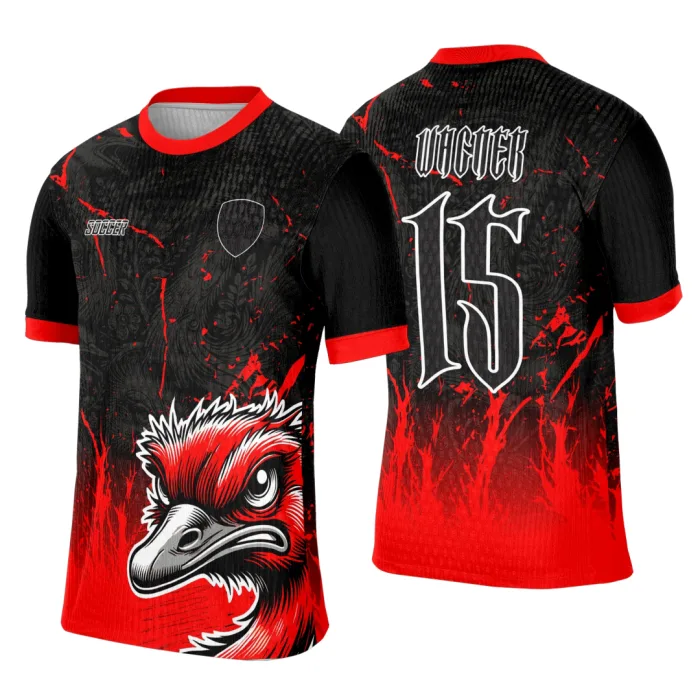 Camiseta unissex preta com logo no peito e estampa grande nas costas mostrando design do Interclasse Avestruz 0132, ideal para eventos e uso casual.