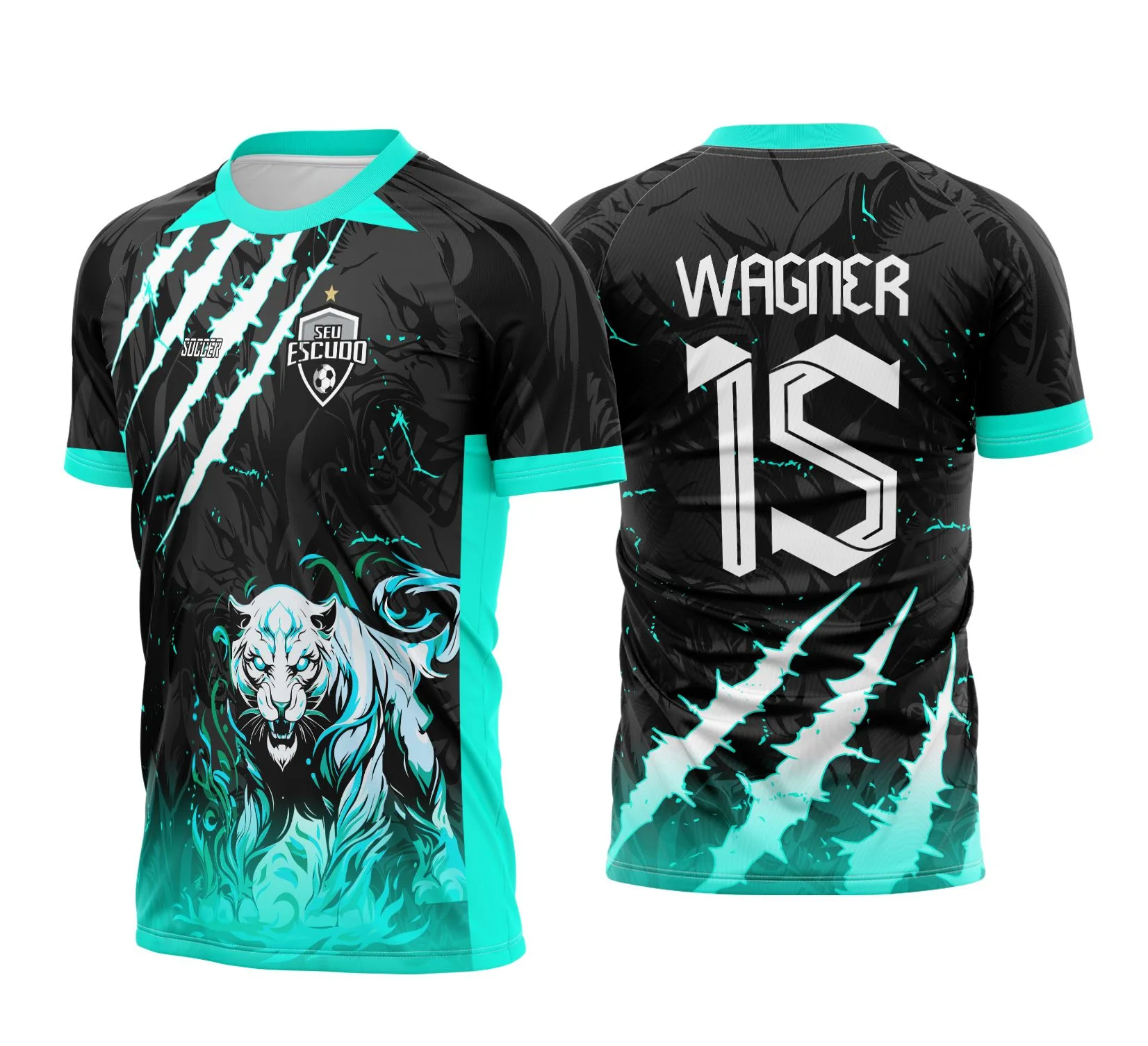 Camiseta unissex preta com logo no peito e estampa grande nas costas exibindo o tema Interclasse Pantera Grimclaw 2025, design marcante e moderno ideal para quem busca estilo e personalidade.