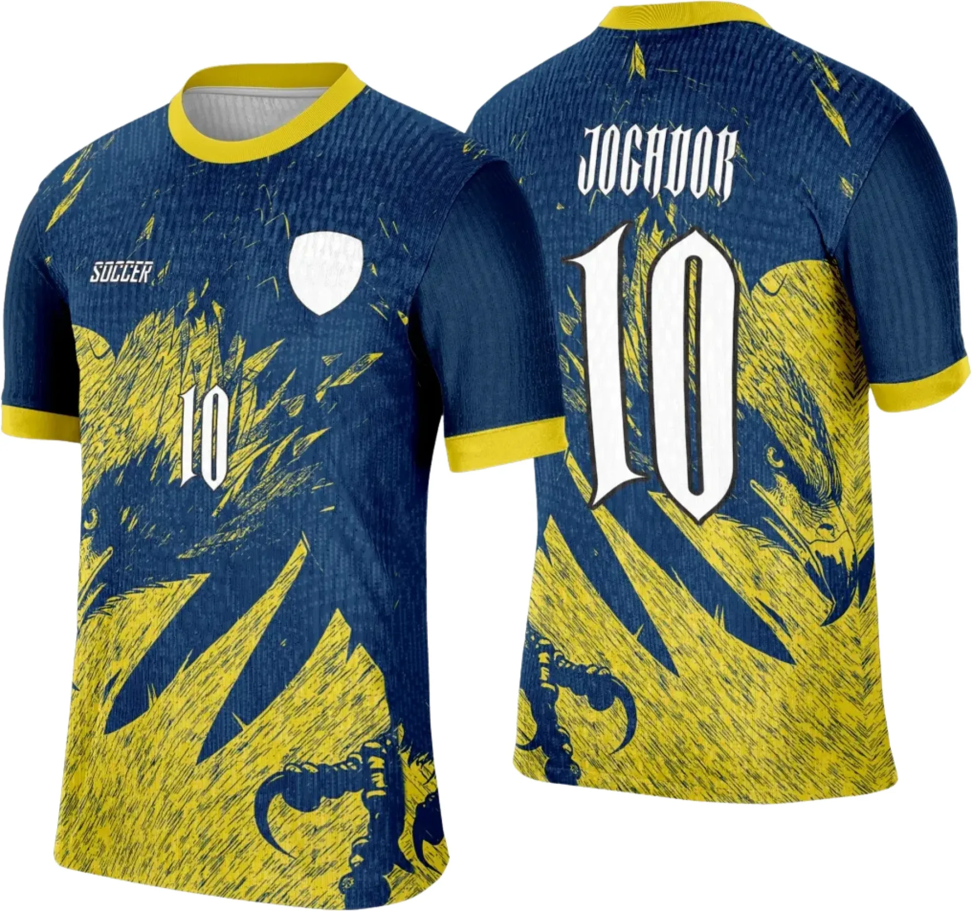 Camiseta unissex preta com logo no peito e estampa grande nas costas da Águia do Interclasse, design marcante para eventos escolares e esportivos.