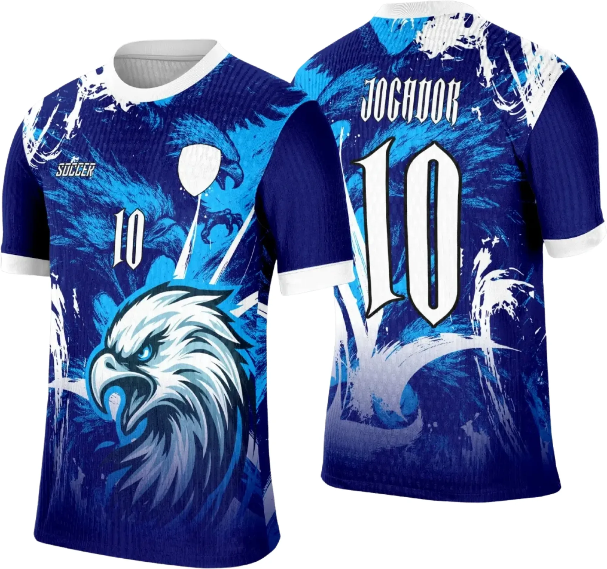 Camiseta unissex preta com logo no peito e estampa grande nas costas com tema Águia Azul Interclasse, design impactante, ideal para grupos escolares e eventos.