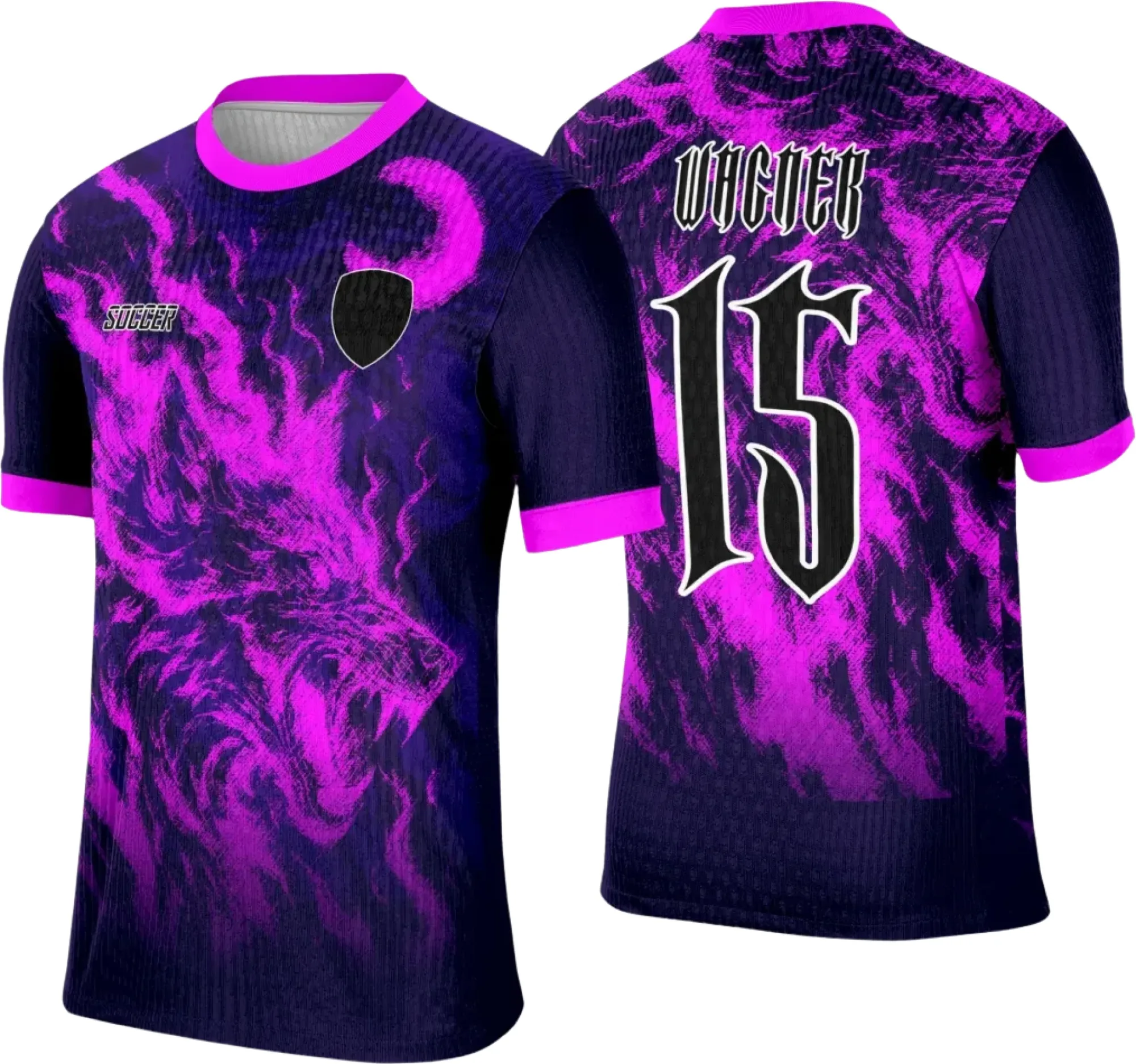 Camiseta unissex preta com logo no peito e estampa grande nas costas com tema Lobo Fumaça, unindo design marcante para visual moderno e impactante.