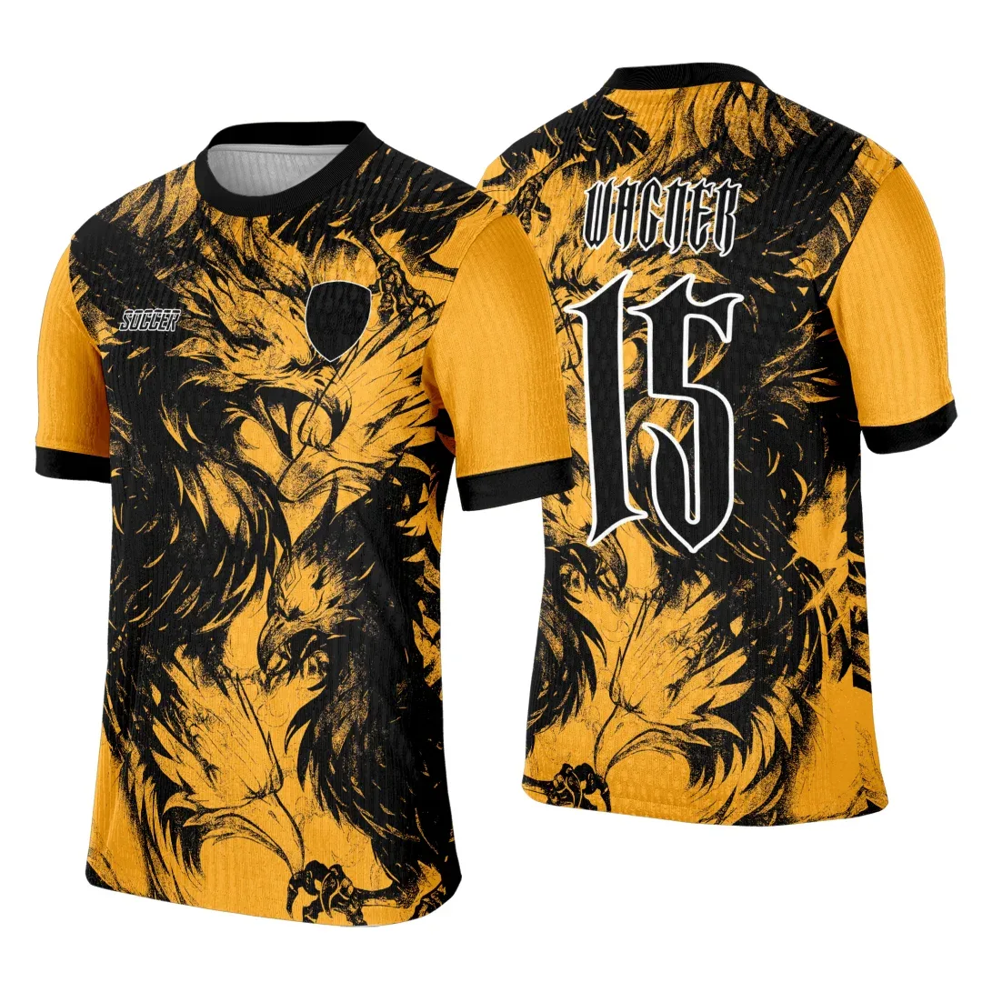 Foto de camiseta unissex preta com logo no peito e estampa grande nas costas com tema Interclasse Fênix, destacando design moderno e vibrante, ideal para eventos escolares e times.