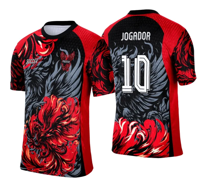 Arte Camisa Interclasse Fênix Negra com Vermelho 2025 - 0018