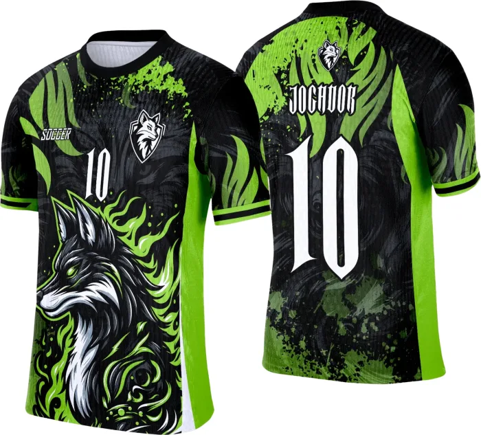 Arte Camisa Interclasse Raposa Negra com Verde 2025 - 0013