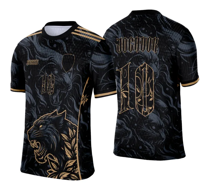 Arte Camisa Interclasse Pantera Negra com Dourado 2025 - 0004