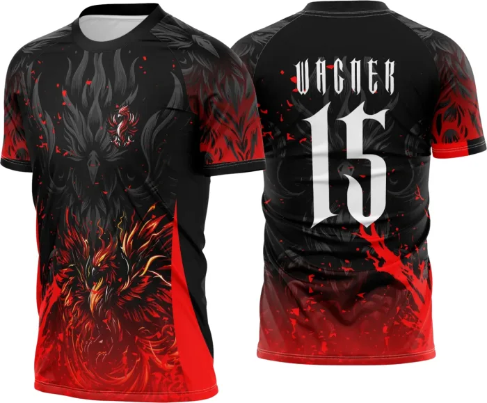 Arte Vetor Camisa Interclasse Bonita Fênix Vermelha Garras 2025