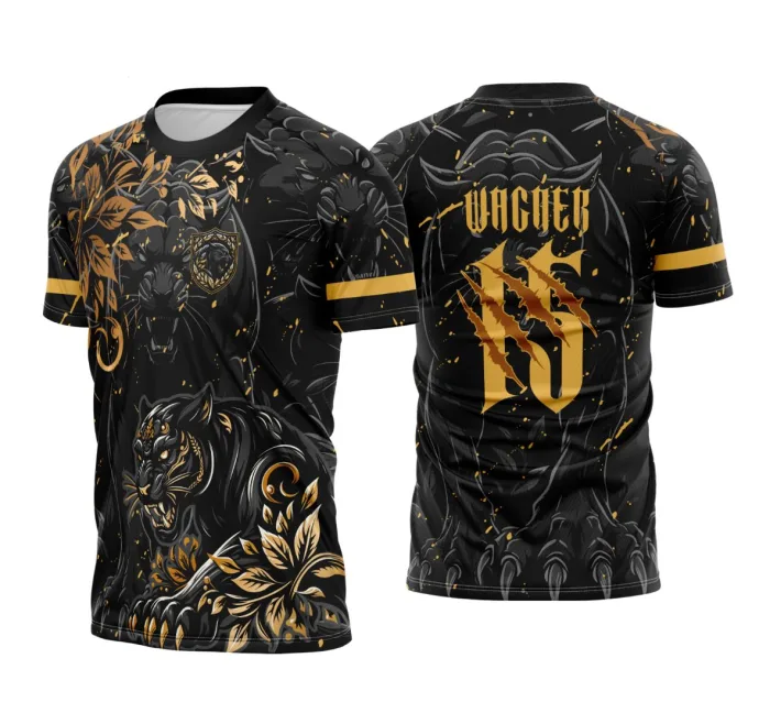 Arte Vetor Camisa Interclasse Pantera Negra Com Dourado 2025