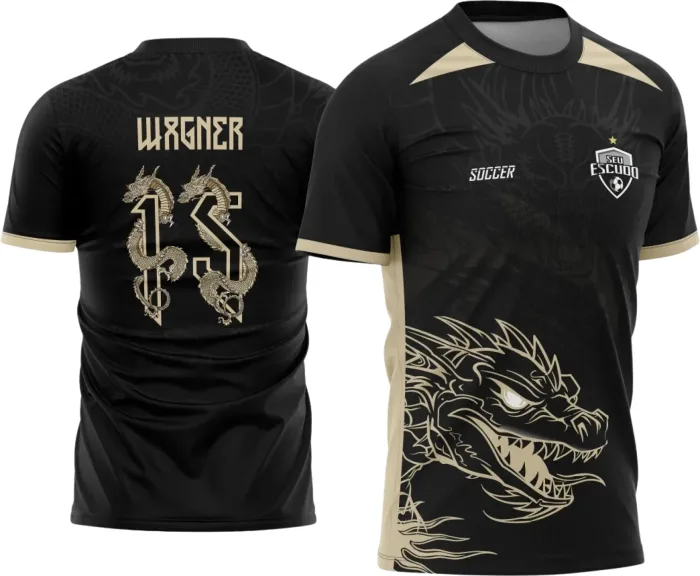 Arte Vetor Camisa Interclasse Dragão Negro Chines 2025