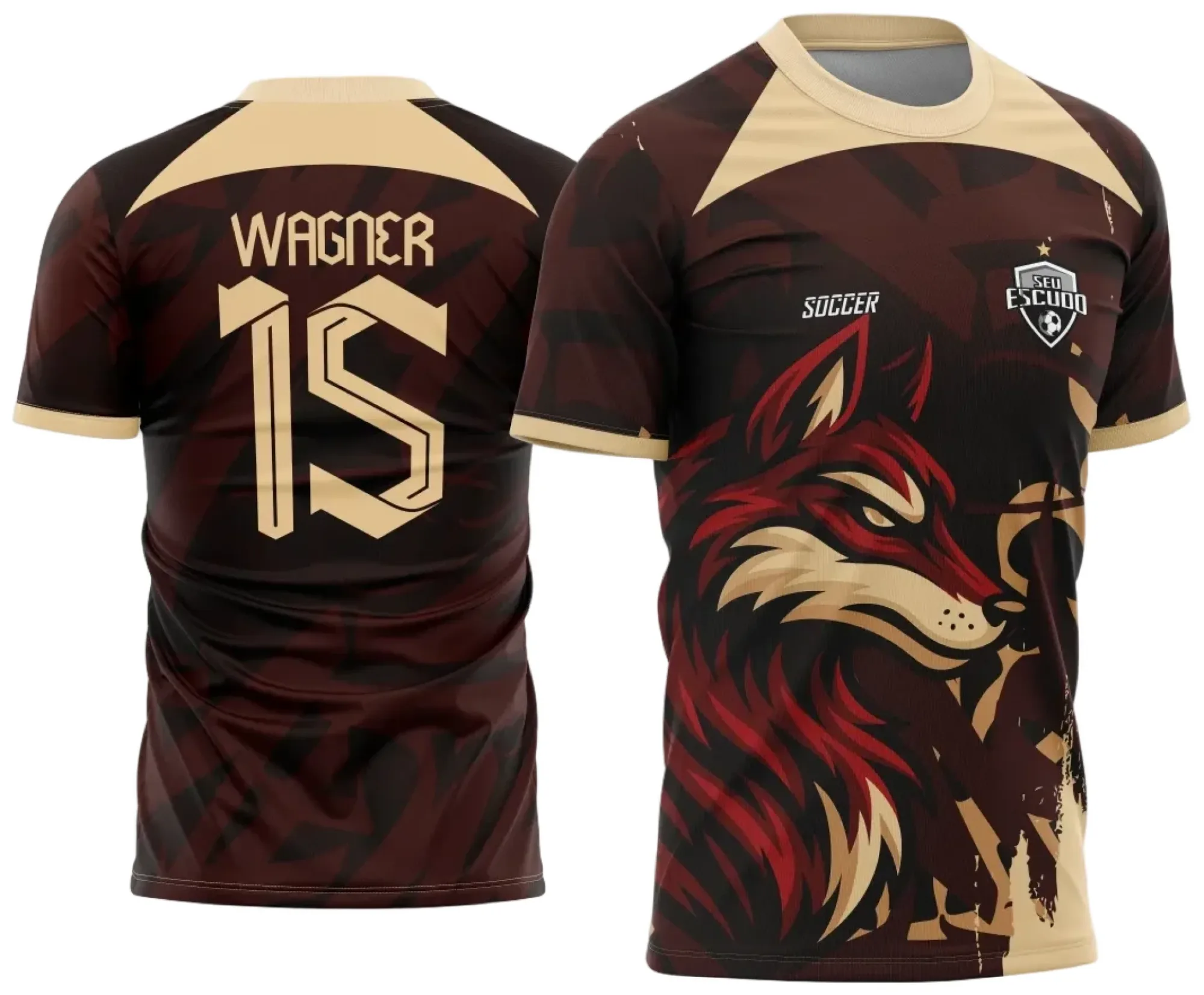 Camiseta unissex preta com logo no peito e estampa grande nas costas mostrando design Interclasse Lobo Red 2025, ideal para estilo moderno e temático.