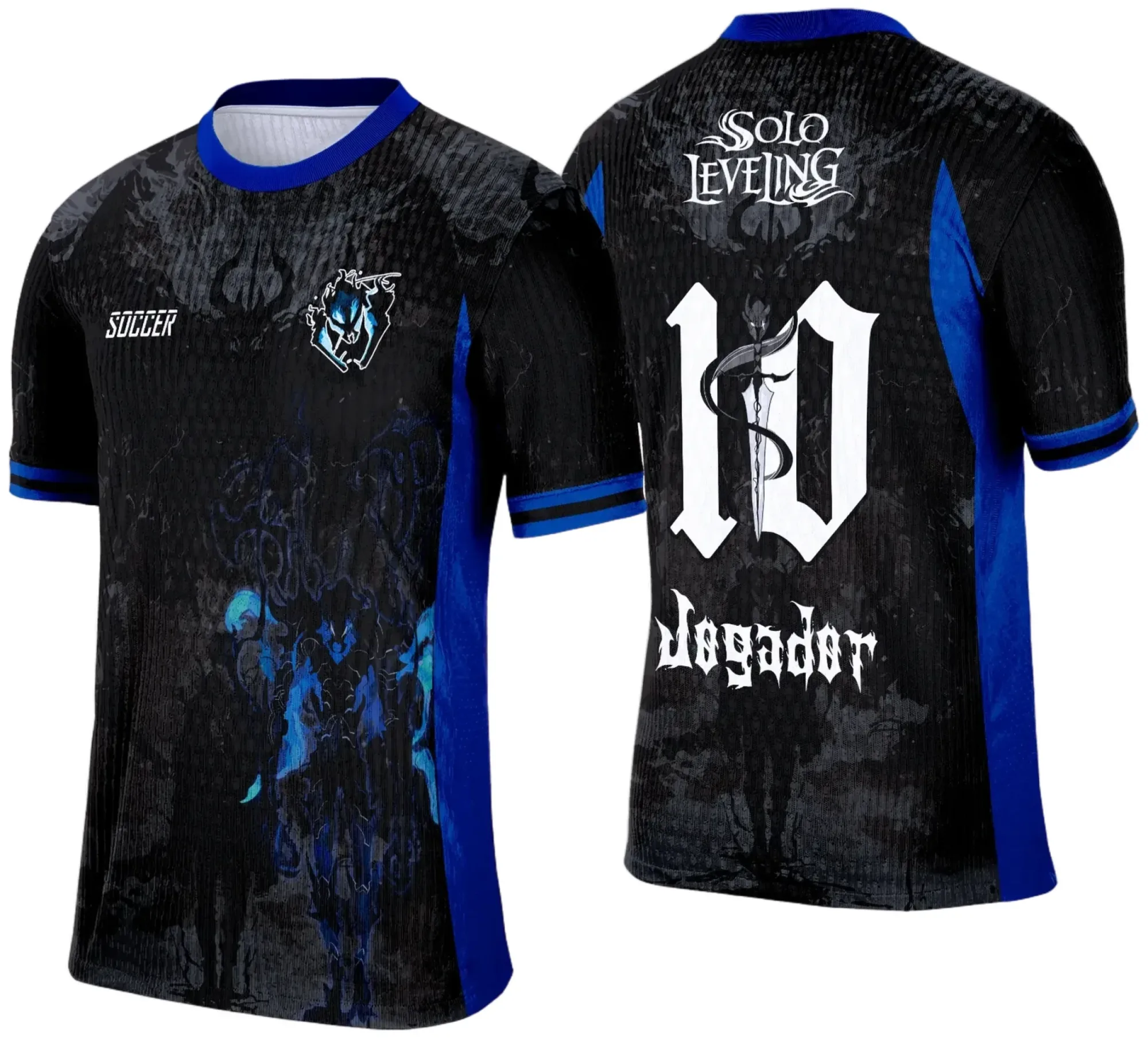 Camiseta preta unissex com logo no peito e estampa grande nas costas, inspirada no tema Interclasse Anime 2025, design moderno e impactante para fãs e eventos escolares.